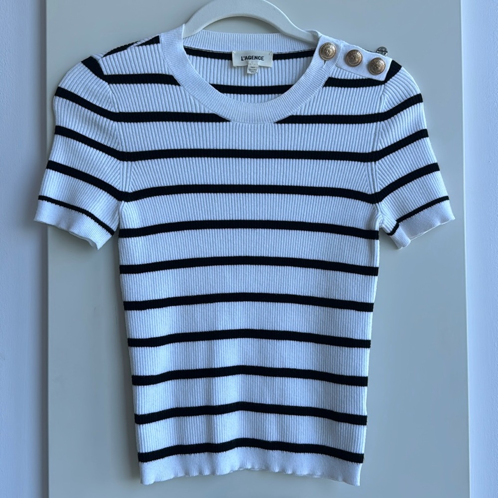 L’agence Knit stripes blouse